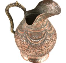 Copper Vintage Floral Engraved Jug