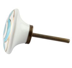 Turquoise Ceramic Floral Cabinet Knob