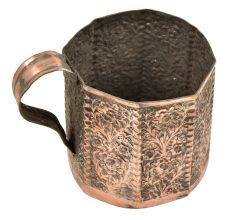 Handcrafted Floral  Repousse Cup Mug With Handle
