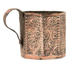 Handcrafted Floral  Repousse Cup Mug With Handle