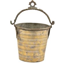 Brass Bucket Horizontal lines With Decorative Handle