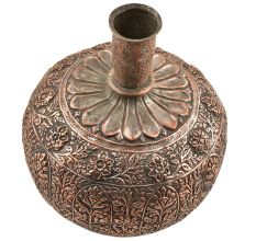 Hand Crafted Copper Repousse Floral Surahi Or Pot