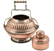 Large Embossed Design Copper Bowl Carrier Container