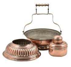 Large Embossed Design Copper Bowl Carrier Container