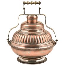 Large Embossed Design Copper Bowl Carrier Container