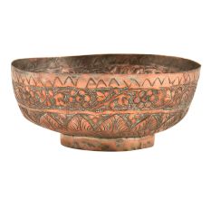 Etched Hand Egraved Floral Design Copper Bowl