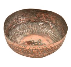 Etched Hand Egraved Floral Design Copper Bowl