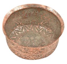 Engraved Floral Design Handmade Copper Bowl