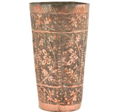 Engraved Handmade Copper Floral Design Glass