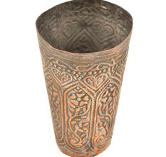 Engraved Handmade Copper Hearts Floral Design Glass