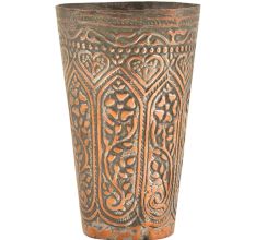 Engraved Handmade Copper Hearts Floral Design Glass