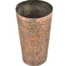 Handcrafted Mughal Style Floral Inlay Engraved Copper Glass