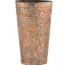 Handcrafted Mughal Style Floral Inlay Engraved Copper Glass