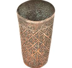 Engraved Phulkari Floral Design Copper Glass