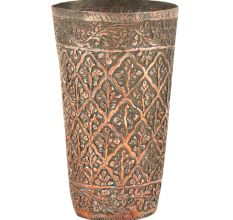 Engraved Phulkari Floral Design Copper Glass