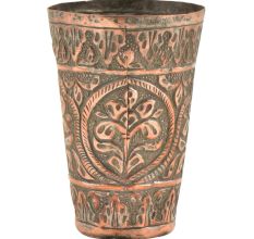 Hand Engraved Cental Flower Design Copper Glass