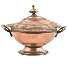 Vintage Old Handmade Engraved Copper Sugar Bowl With Lid