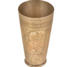 Old North India Brass Central Floral Lassi Glass Cup