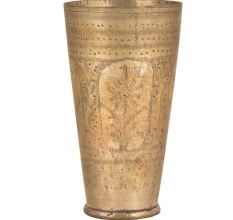 Old North India Brass Central Floral Lassi Glass Cup