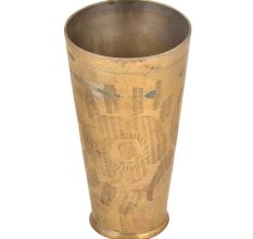 Big Flower Design Traditional Tall Brass Lassi Glass