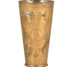Big Flower Design Traditional Tall Brass Lassi Glass