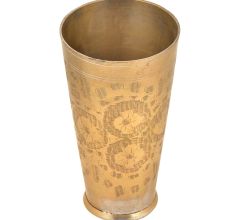 Four Flower Engraved Designer Brass Punjabi Glass