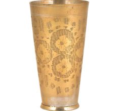 Four Flower Engraved Designer Brass Punjabi Glass