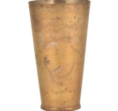 Old Brass Lassi Glass With Carving