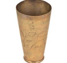 Hand Carved Bird With Forest Design Brass Lassi