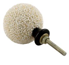 White Glass Beads Cabinet Knobs