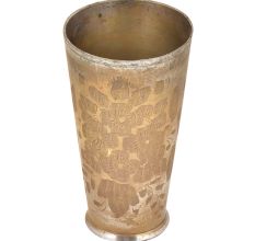 Handmade Flowers Etched Brass Punjabi Glass