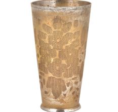 Handmade Flowers Etched Brass Punjabi Glass