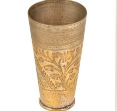 Hand Carved Floral Carved Punjabi Brass Lassi Glass
