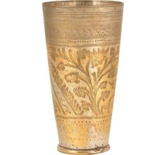 Hand Carved Floral Carved Punjabi Brass Lassi Glass
