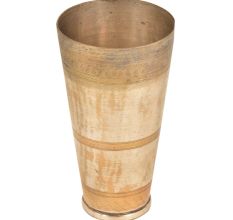Brass Lassi Glass Silver Polished With Leafy Border On Rim