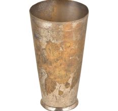 Big Flower With Leaves Etched Brass North Indian Serving  Glass