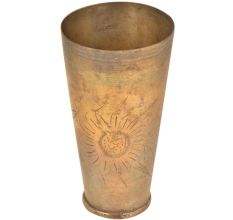 Old Sunflower Etched Brass Tumbler lassi Glass