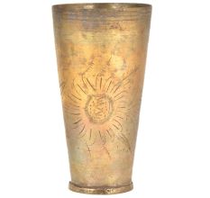 Old Sunflower Etched Brass Tumbler lassi Glass