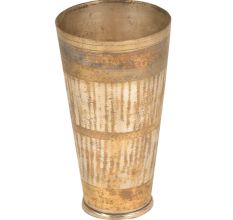 Handmade Vertical Lines with Two Sided Border Brass Lassi Glass