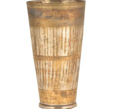 Handmade Vertical Lines with Two Sided Border Brass Lassi Glass
