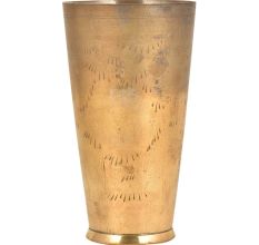 Old hand Engraved Abstract Pattern Brass Punjabi Glass