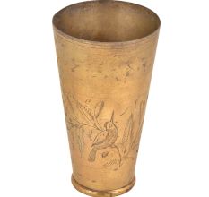 Vintage Bird Etched With Forest Scene Brass Punjabi lassi Glass