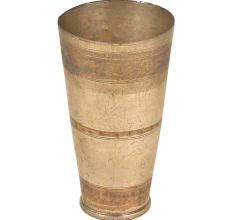 Tall Vintage Brass Lassi Glasses with Engravings