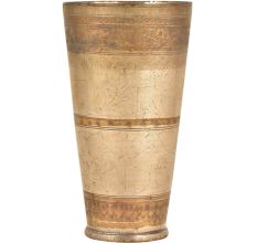 Tall Vintage Brass Lassi Glasses with Engravings