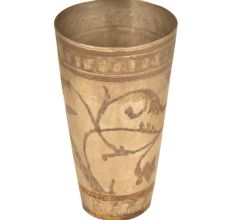 Two Sided Border Floral Vines Design Punjabi Lassi Glass