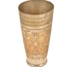 Foral Jai Hind Engraved Brass Vintage Style North Indian Glass