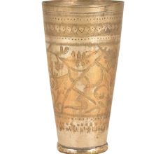 Foral Jai Hind Engraved Brass Vintage Style North Indian Glass