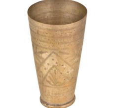 Faded Triangular Leafy Design Old Brass Punjabi Glass