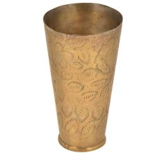 Brass Embossed Leaves Design Lassi Glass Tumbler