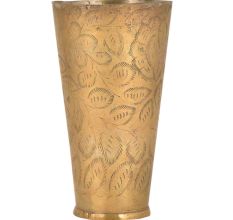 Brass Embossed Leaves Design Lassi Glass Tumbler